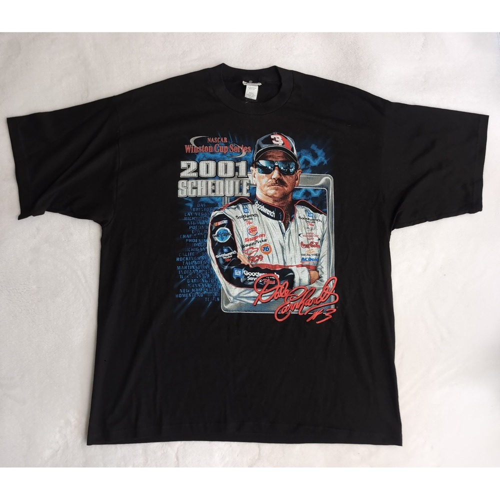 Vintage Dale Earnhardt T Shirt 2001 Nascar Schedule Men's XXl Y2K Nascar Winston
